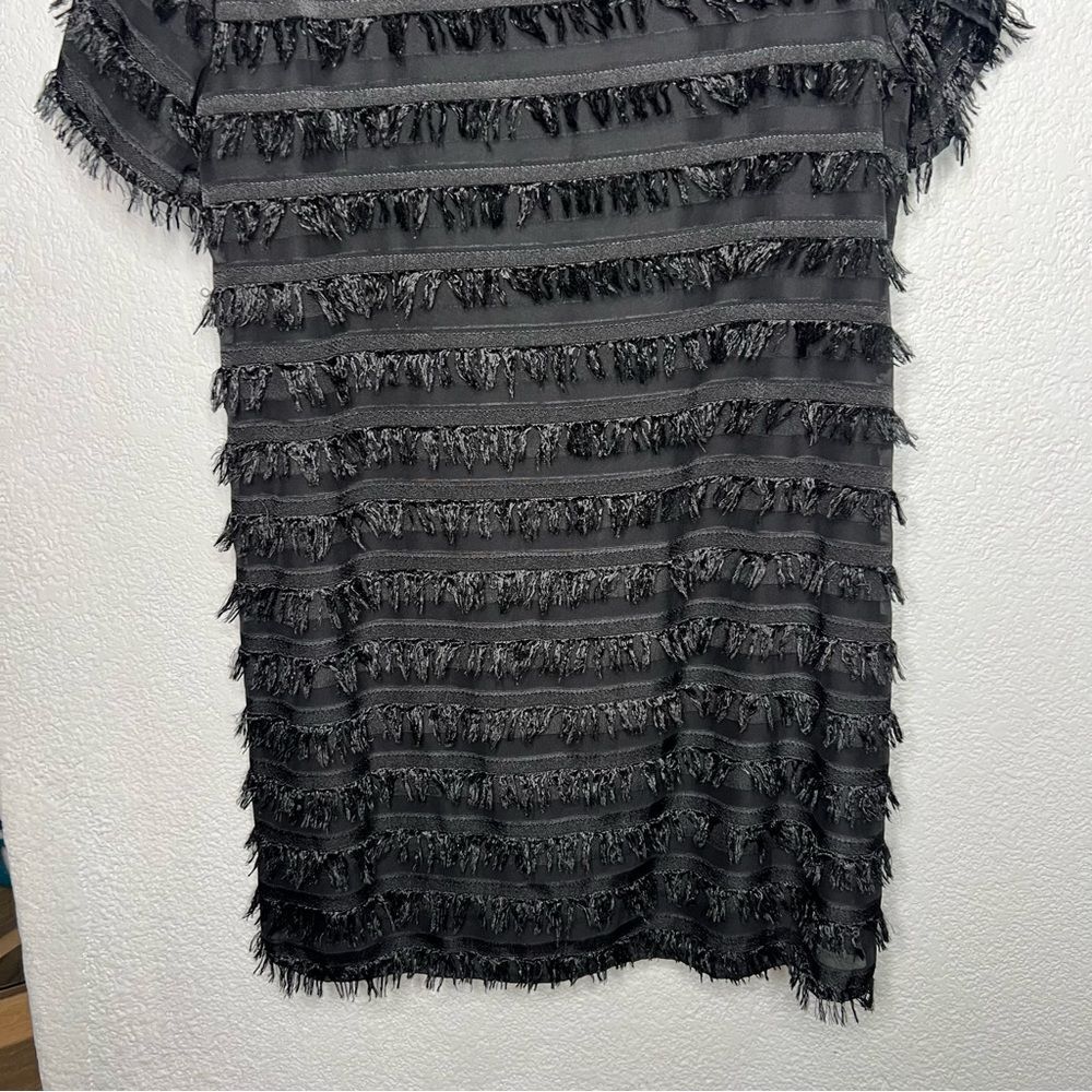 Show Me Your Mumu Demi Fuzzy Fringe Mini Short Sleeve Black Dress Sz M Boho, - Picture 7 of 10